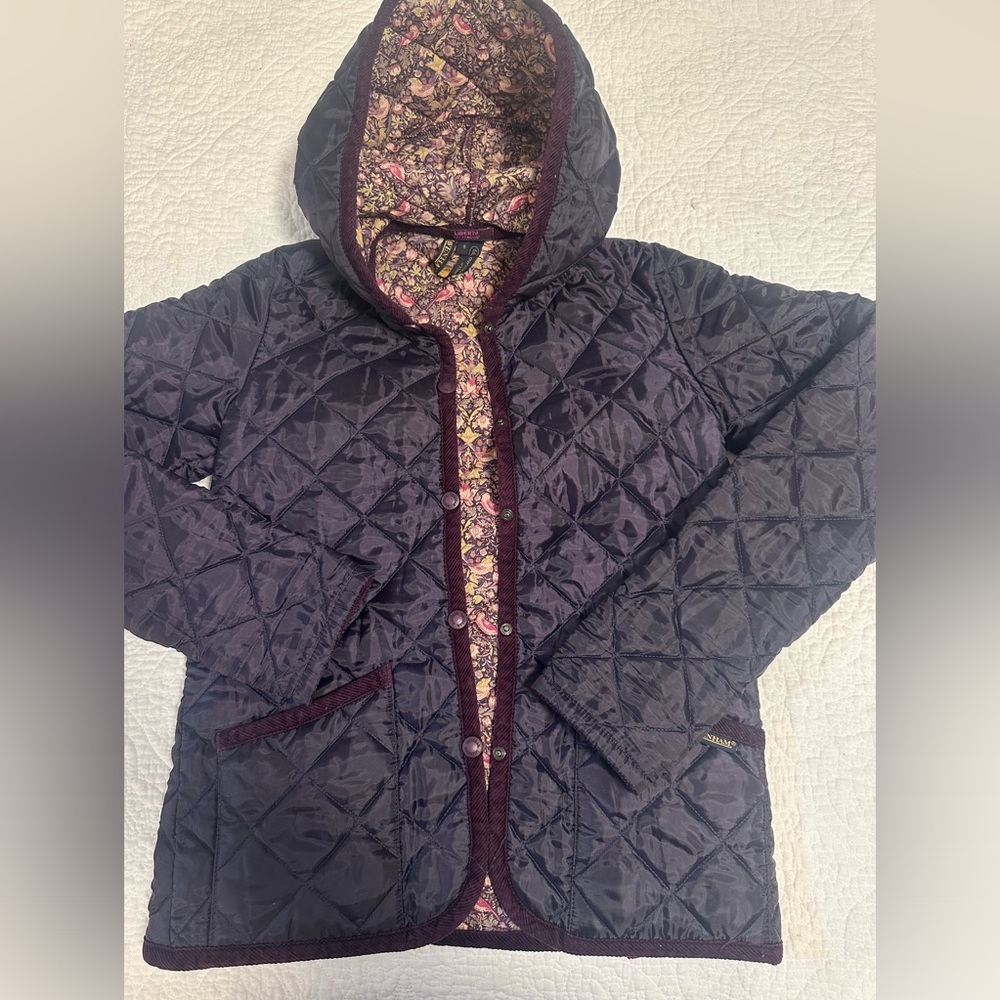 Lavenham Craydon Quilted Jacket with Liberty Art Floral Pattern Lining - XS